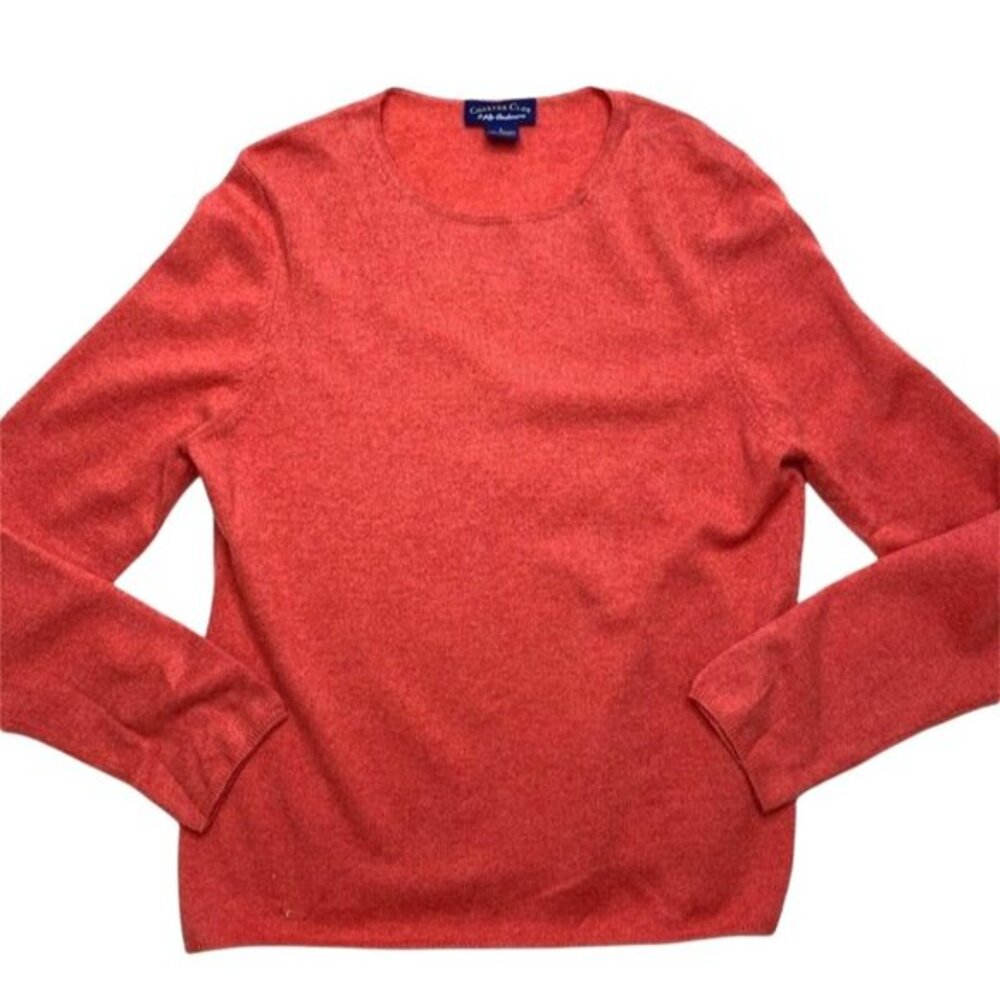 Charter Club 2 Ply Cashmer Coral Sweater Sz Large *FLAW* For repair or craft